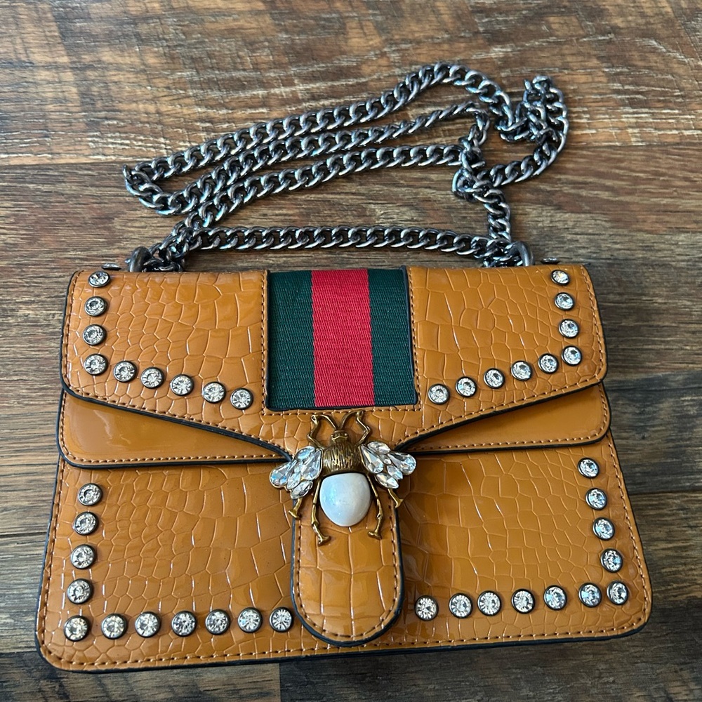 Brown Designer Women Bag with Chain Strap